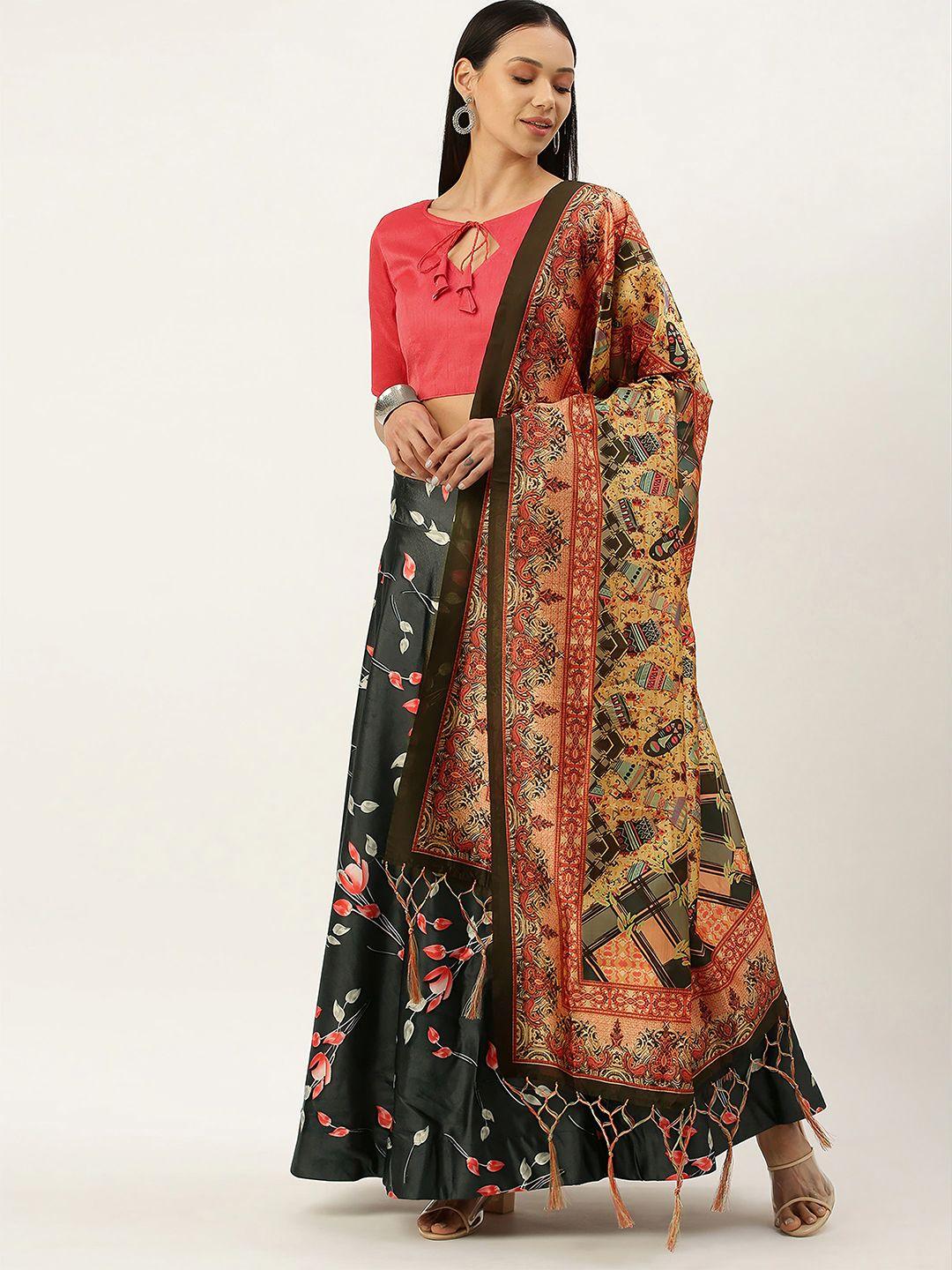 kaizen texo fab semi-stitched lehenga & unstitched blouse with dupatta