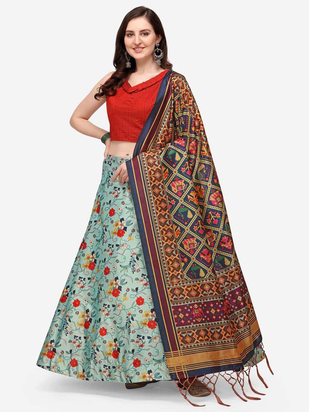 kaizen texo fab semi-stitched lehenga & unstitched blouse with dupatta