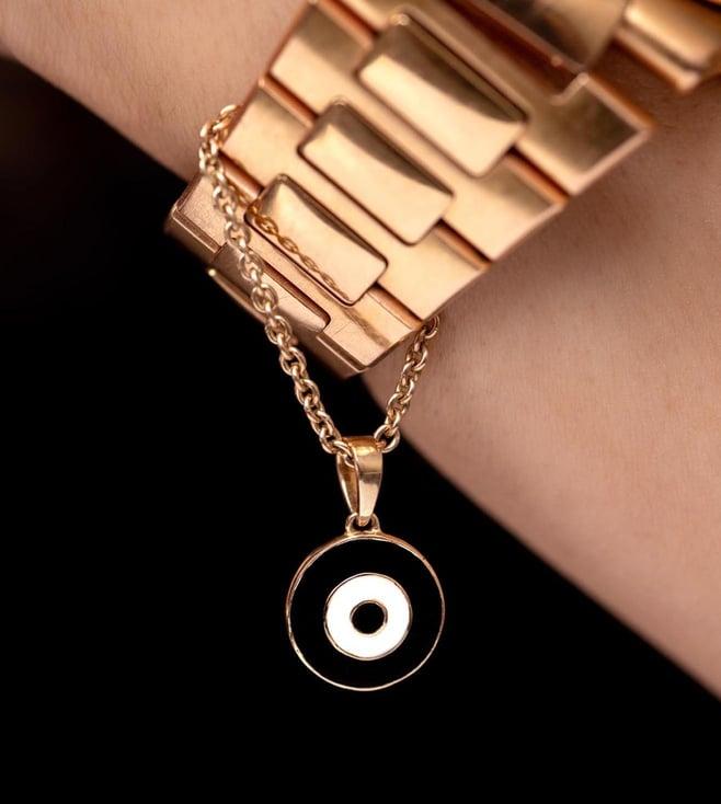 kaj fine jewellery black & white enamel chain watch charm in 14kt rose gold