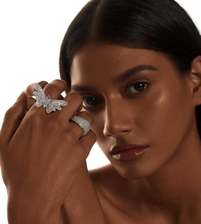 kaj fine jewellery butterfly diamond pave ring in 8kt white gold