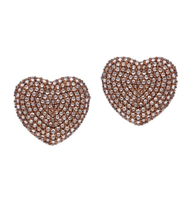 kaj fine jewellery full of love classic coffee rose cut diamond heart studs