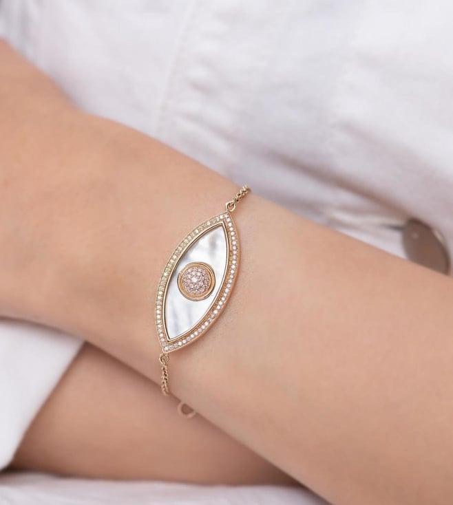 kaj fine jewellery large marquise evil eye diamond chain bracelet in 14kt yellow gold