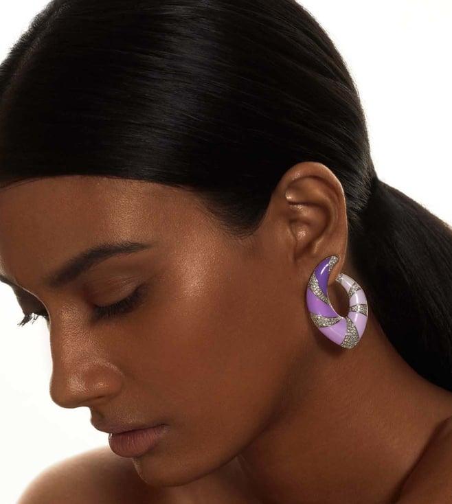 kaj fine jewellery lilac enamel earrings