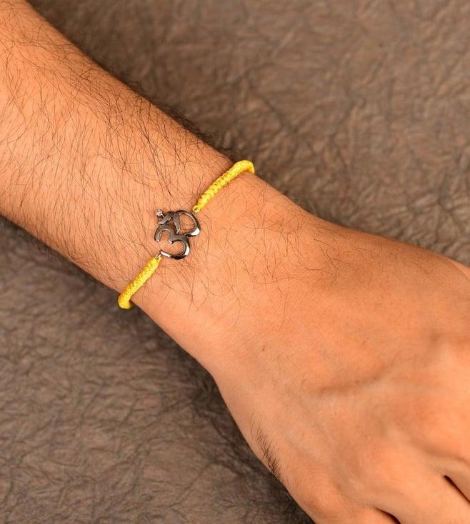 kaj fine jewellery om cord rakhi bracelet in 14kt black gold