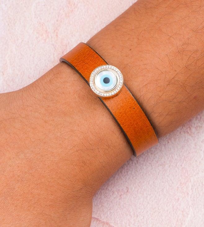 kaj fine jewellery round evil eye diamond leather bracelet