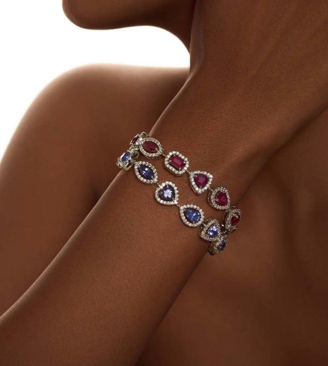 kaj fine jewellery tanzanite diamond bracelet in 18kt white gold