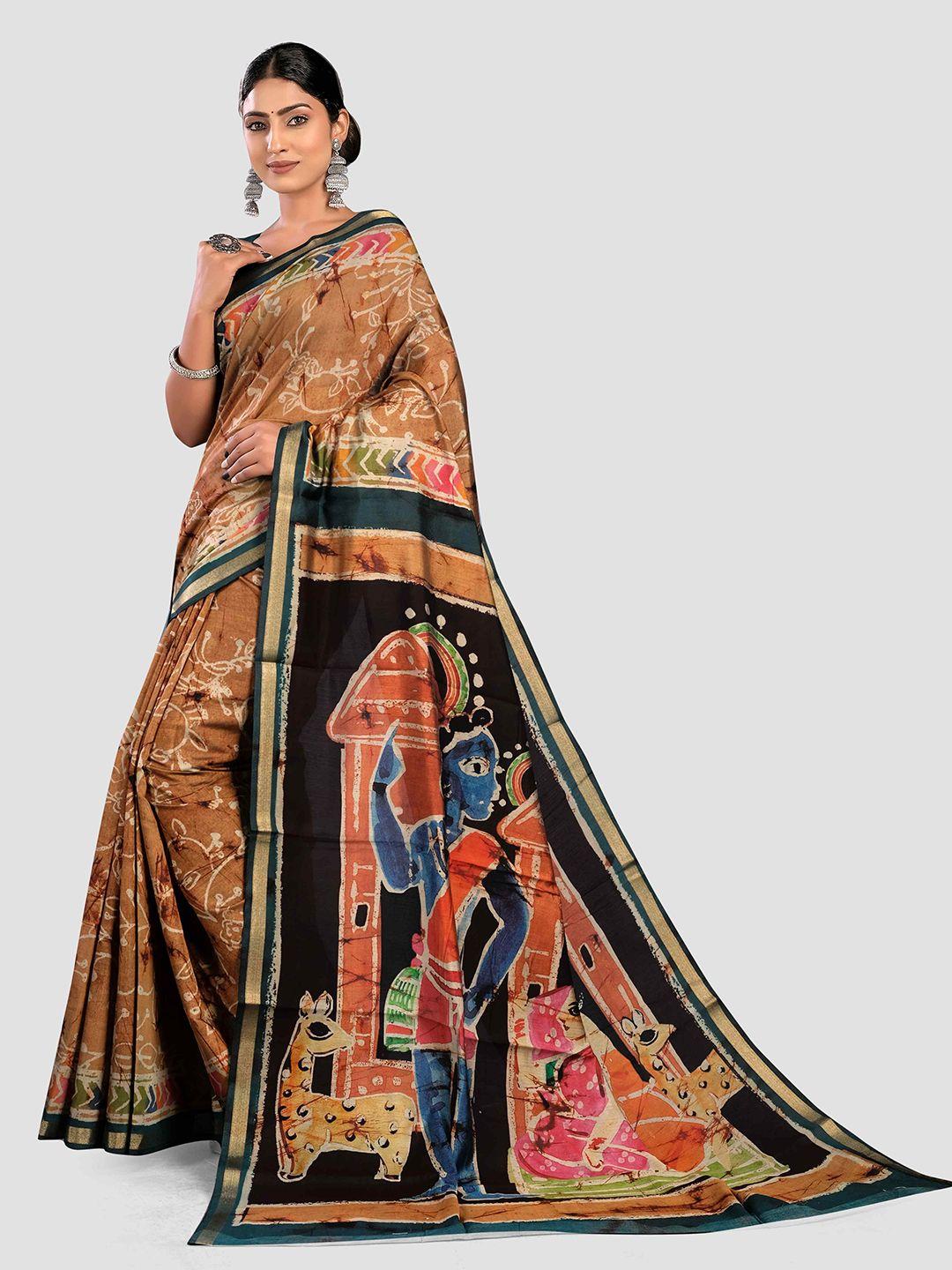 kajree ethnic motifs printed silk cotton bagh saree
