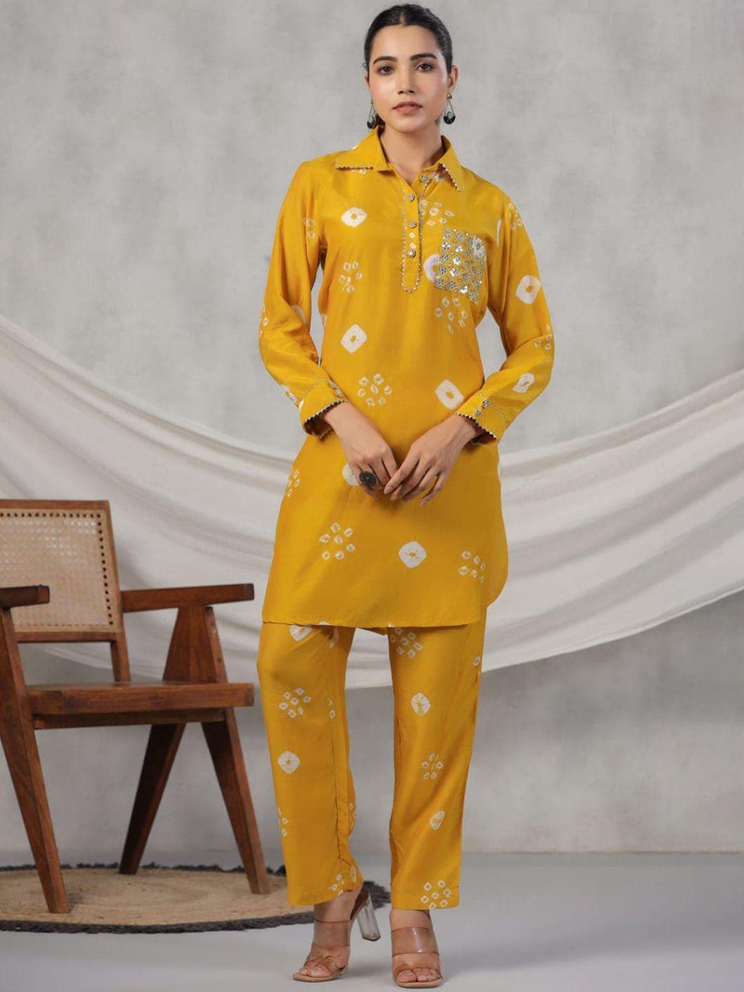 kajree ethnic motifs printed top & trousers co-ords