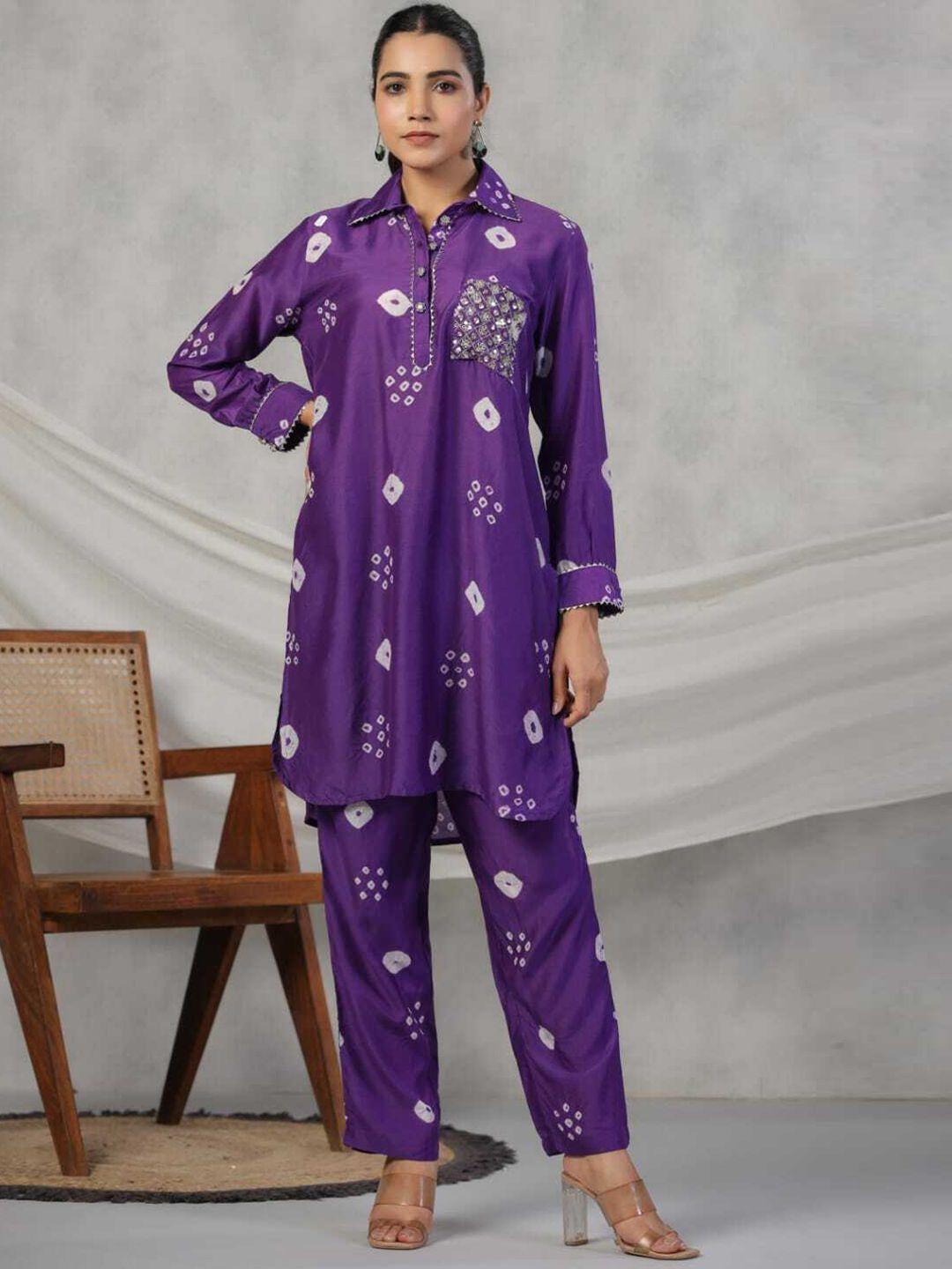 kajree ethnic motifs printed top & trousers co-ords