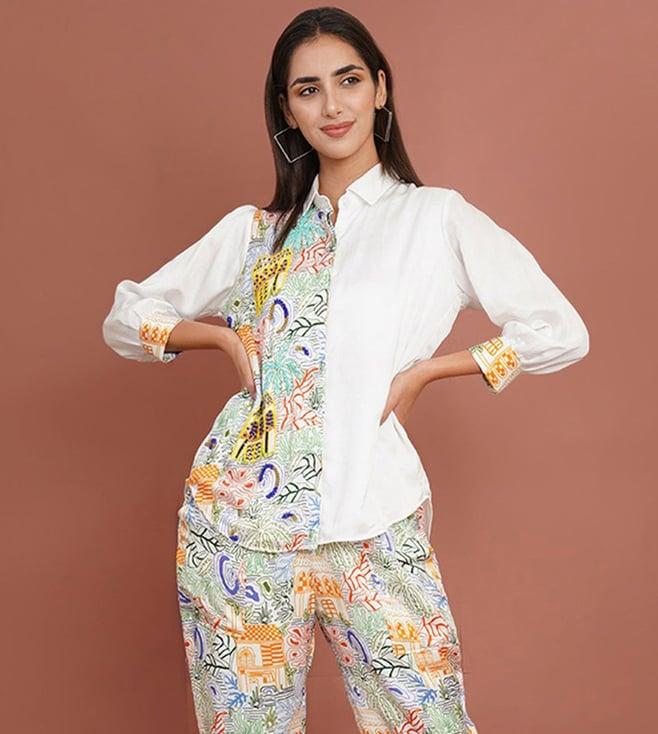 kala loom multicoloured sketchy women satin shirt