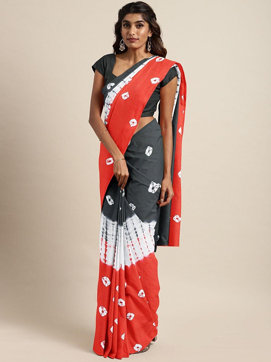 kalakari india black & red dabu handblock print handloom bagru sustainable saree