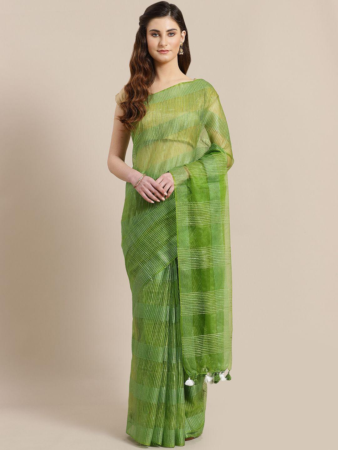 kalakari india green self-checked handwoven sustainable saree