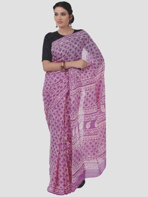 kalakari india pink cotton printed saree with unstitched blouse