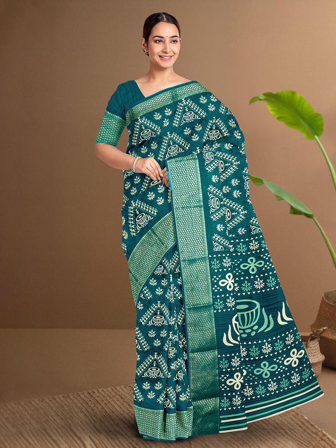 kalamandir ethnic motifs printed zari detail saree