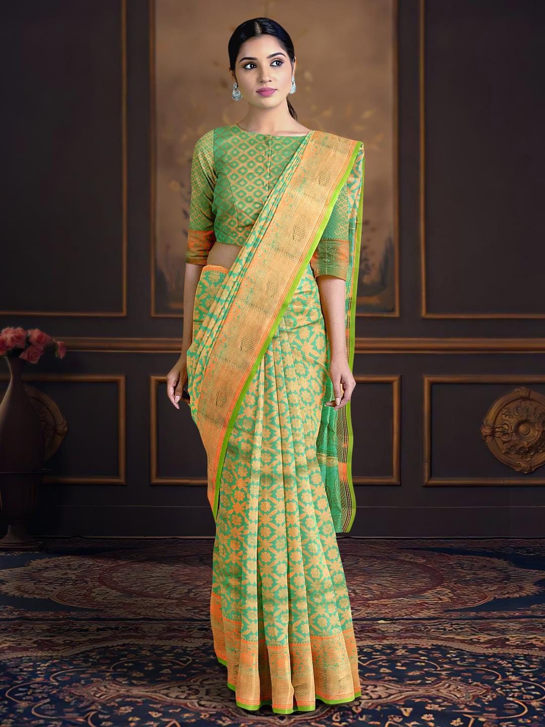 kalamandir ajrakh woven design zari saree