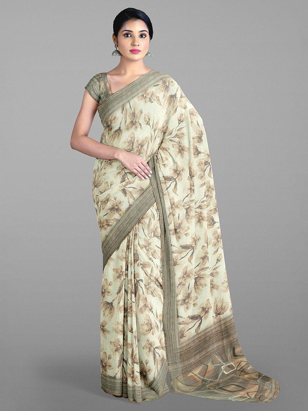 kalamandir floral printed banarasi saree