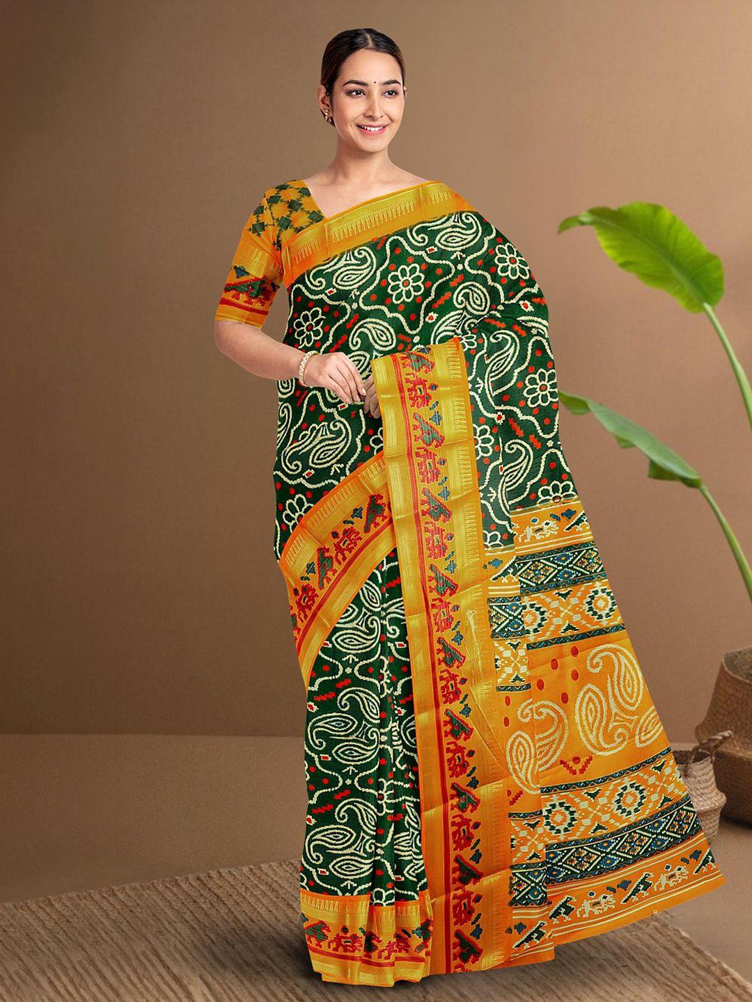 kalamandir paisley printed zari saree