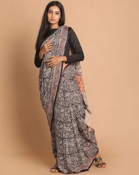 kalamkari handblock mul mul cotton saree