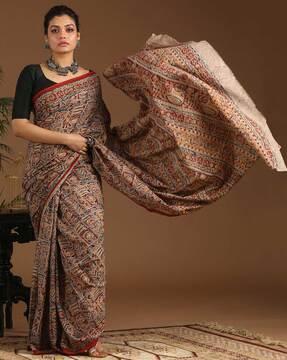 kalamkari handblock mul mul cotton saree