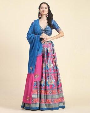 kalamkari print flared lehenga choli set