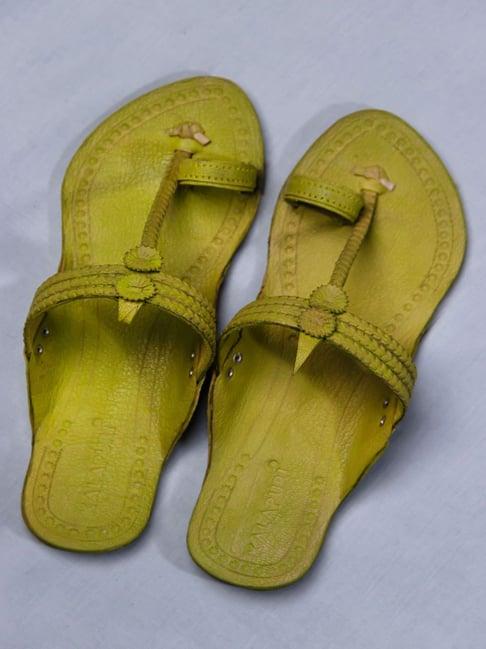 kalapuri women's forest green kolhapuri sandals
