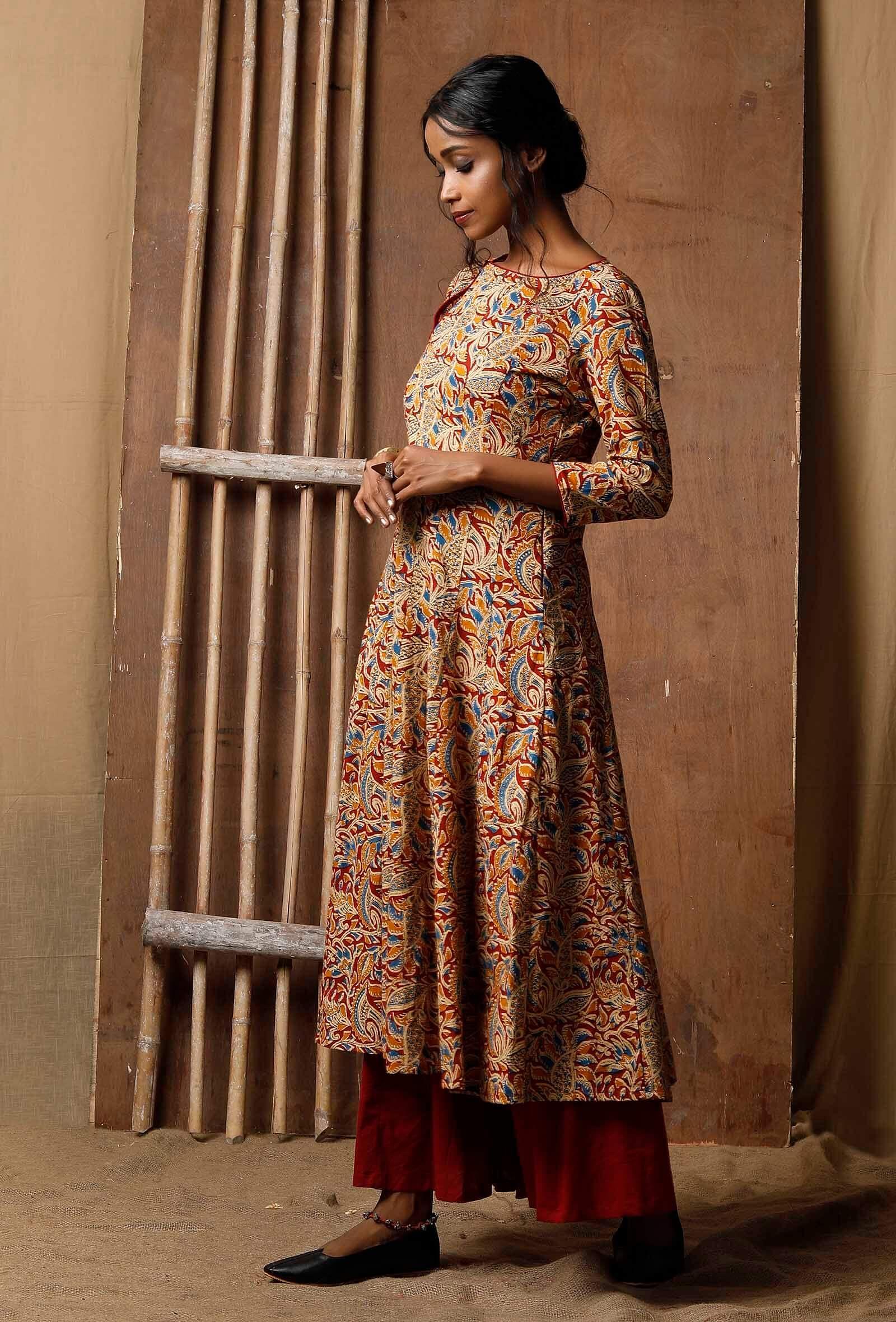 kalidar kalamkari cotton kurta