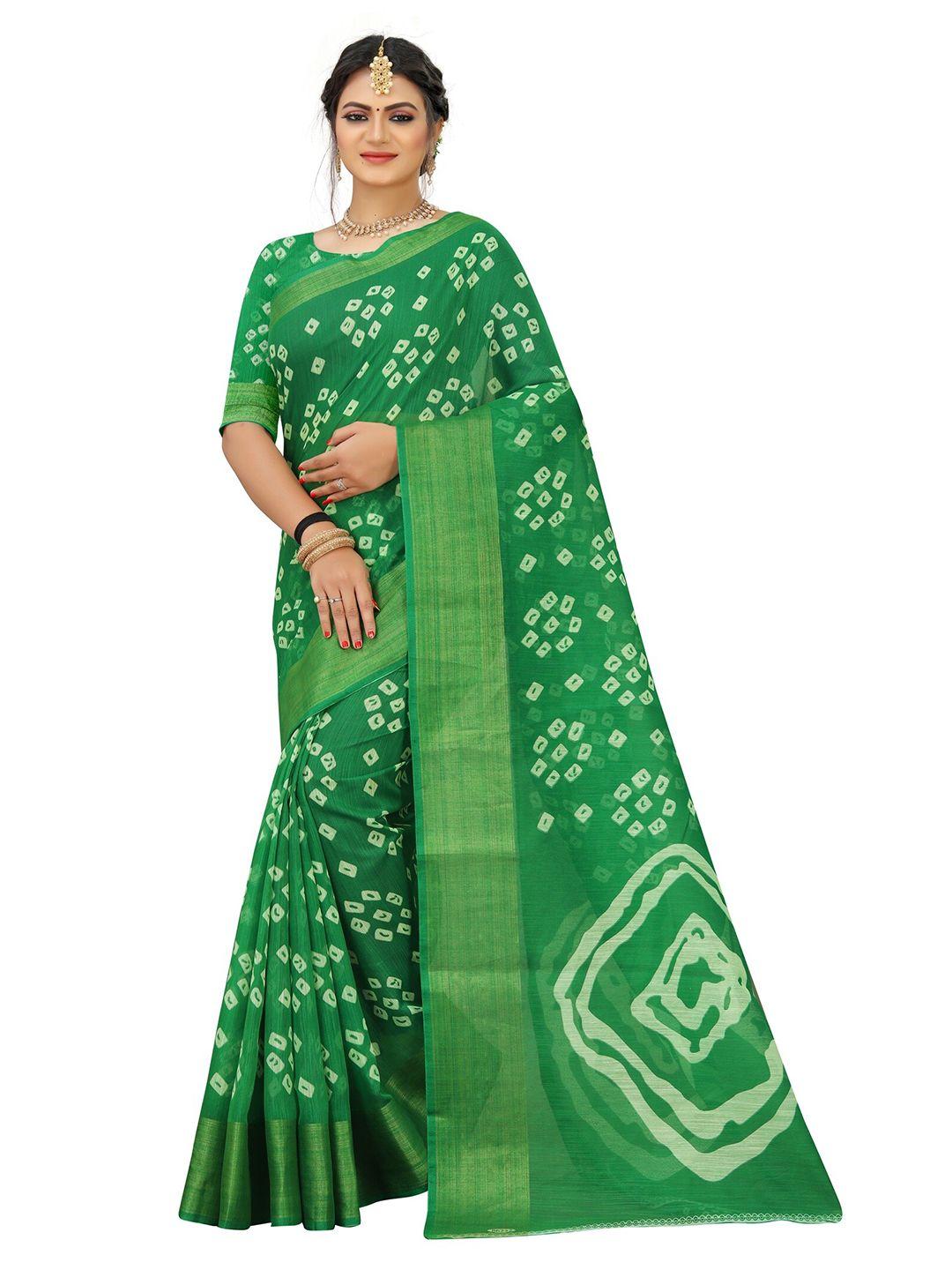 kalini  bandhani zari art silk half and half mysore silk saree