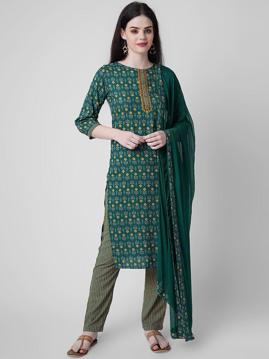 kalini embroidered straight kurta with trousers & with dupatta