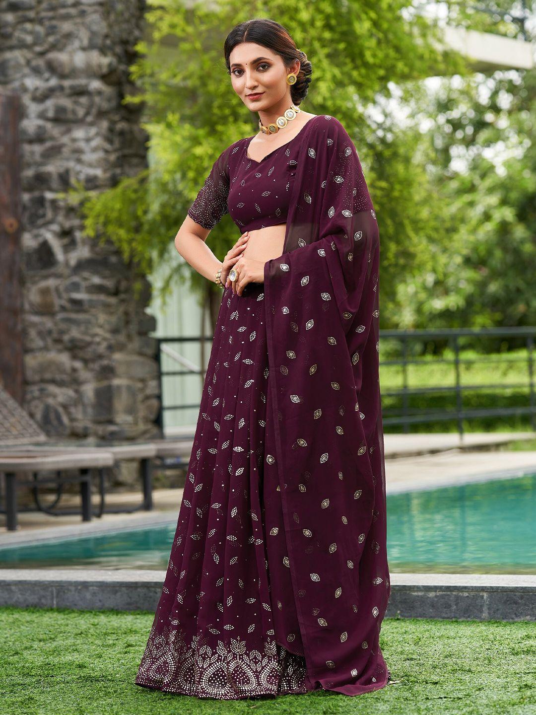 kalini embroidered thread work semi-stitched lehenga & unstitched blouse with dupatta