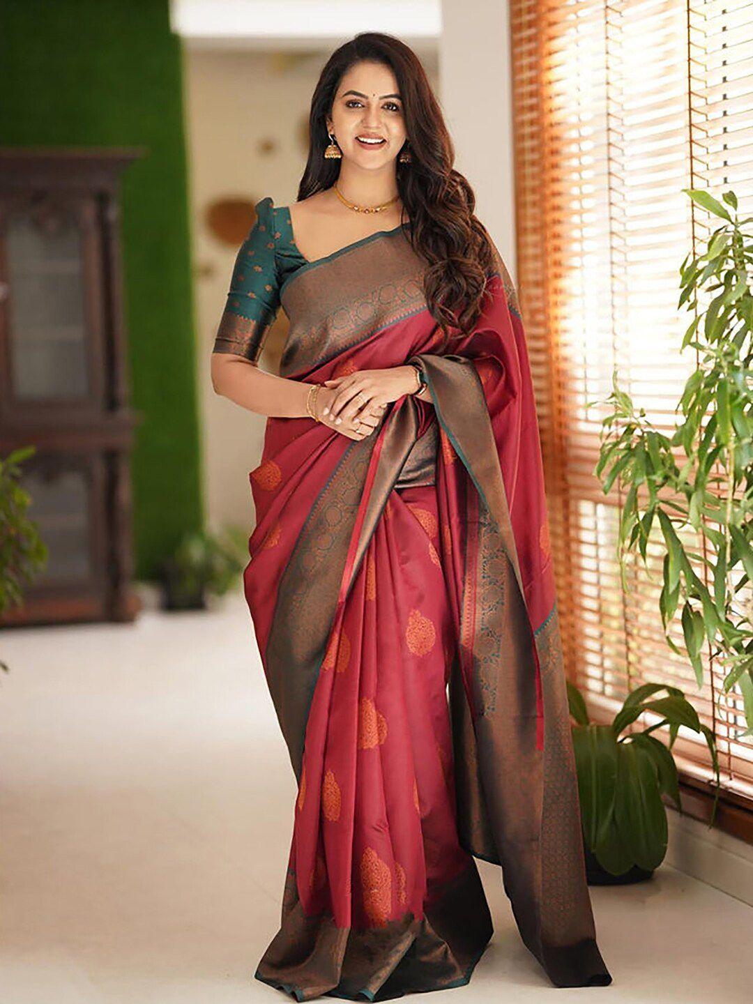 kalini ethnic motif woven design zari kanjeevaram saree