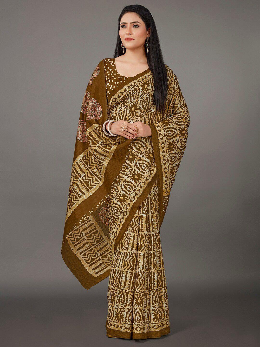 kalini ethnic motifs printed art silk ikat saree