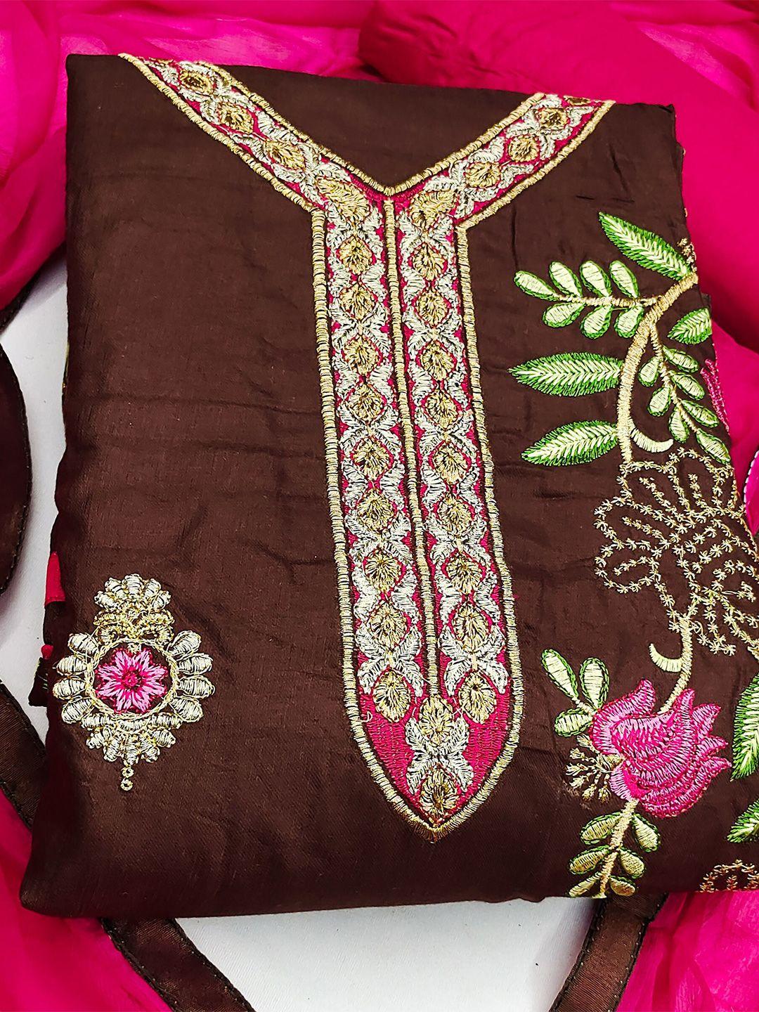kalini floral embroidered pure cotton unstitched dress material