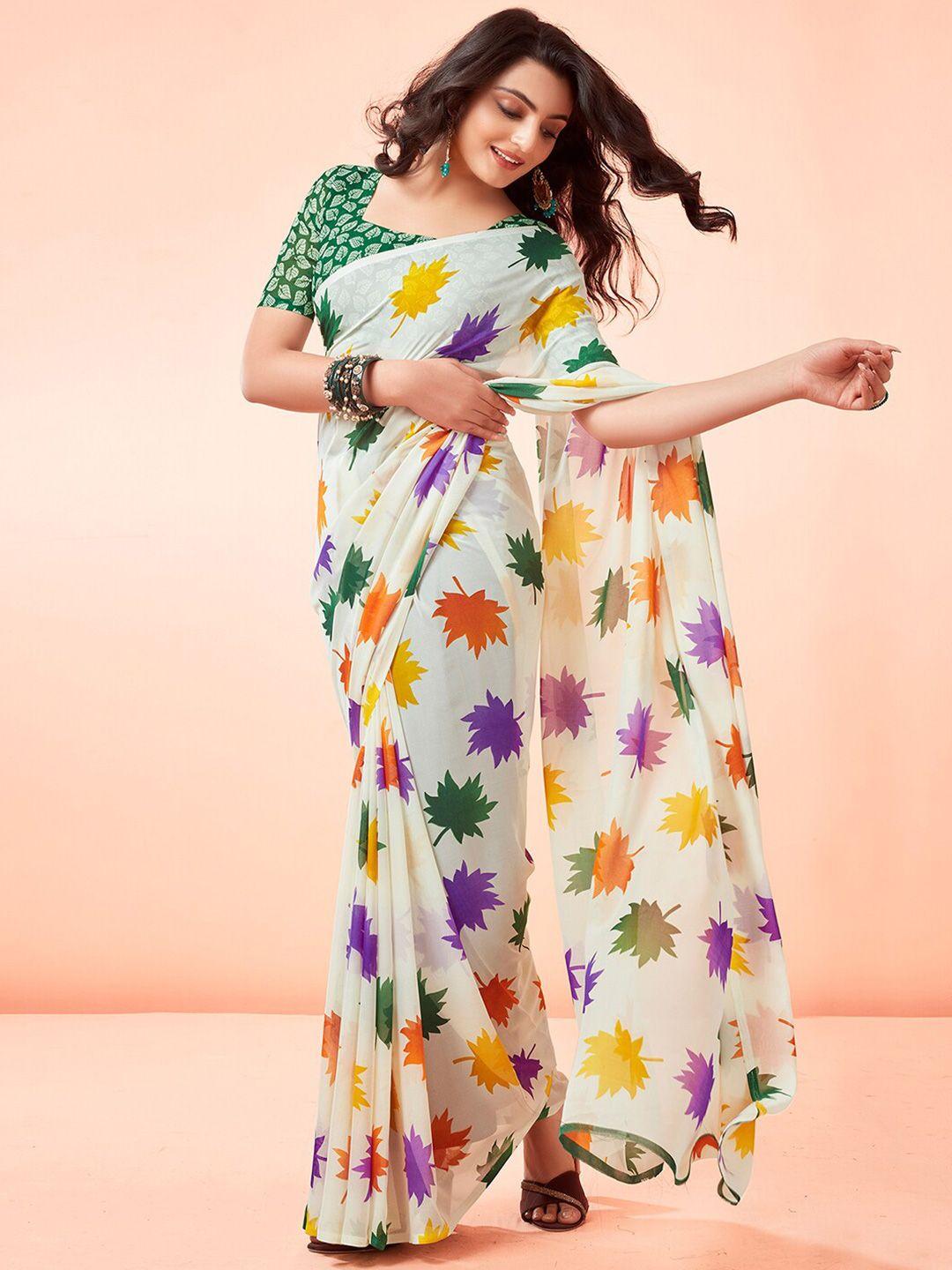 kalini floral poly georgette fusion saree
