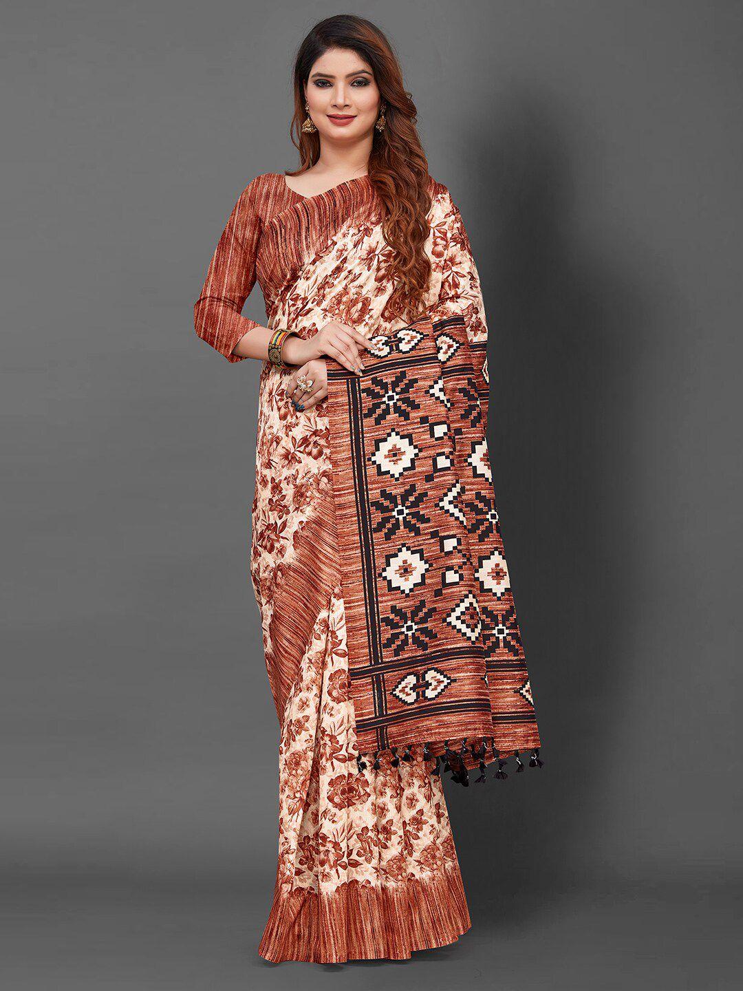 kalini floral printed art silk saree