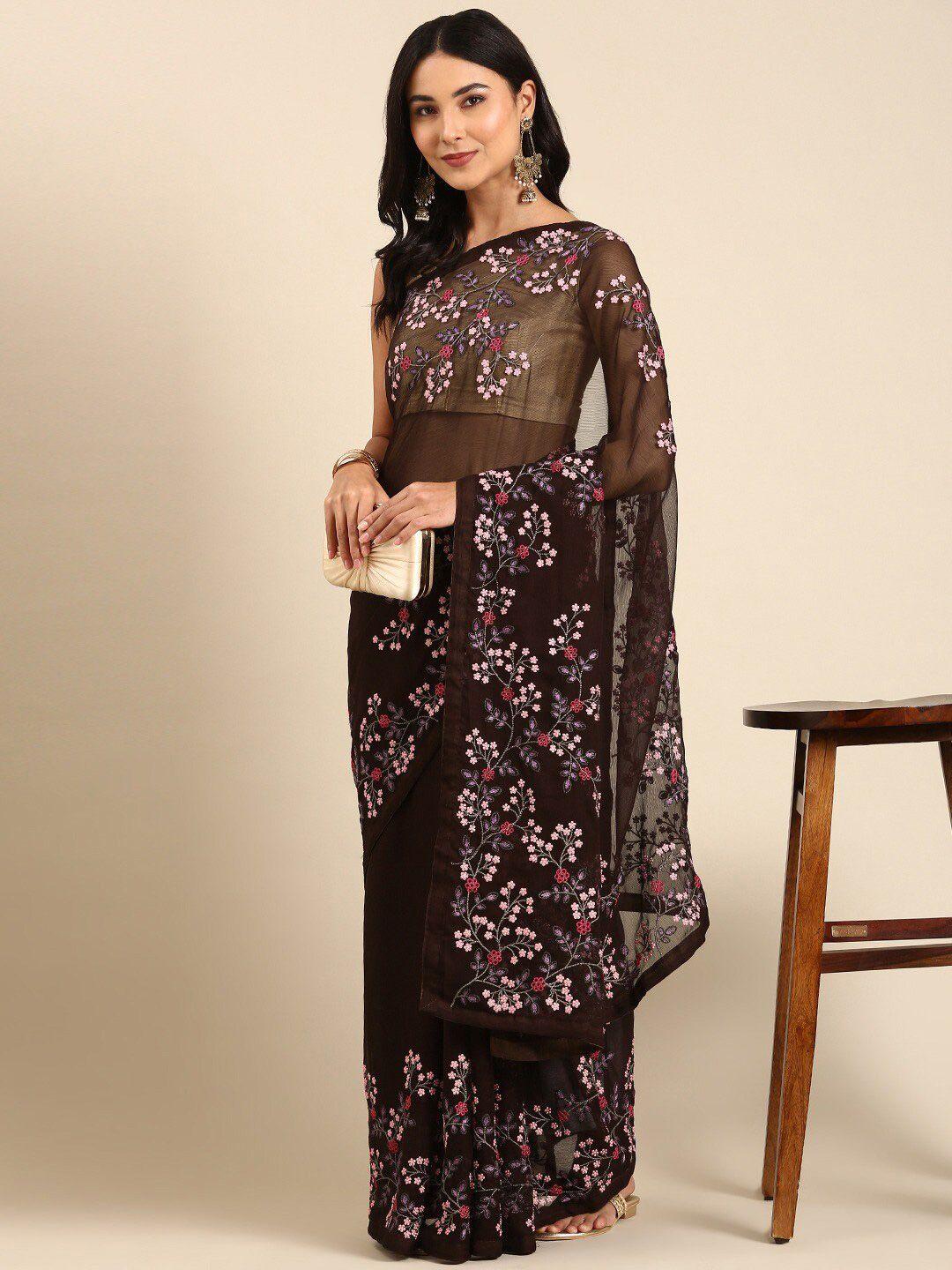 kalini floral printed pure chiffon saree