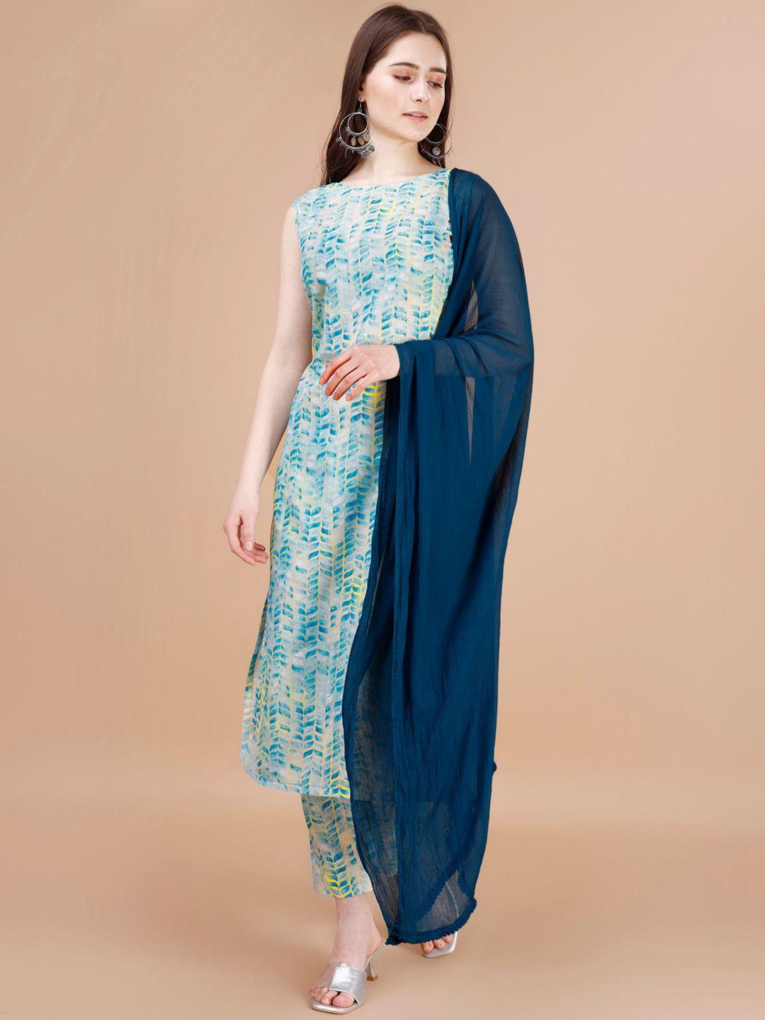 kalini floral printed straight kurta & trouser with dupatta