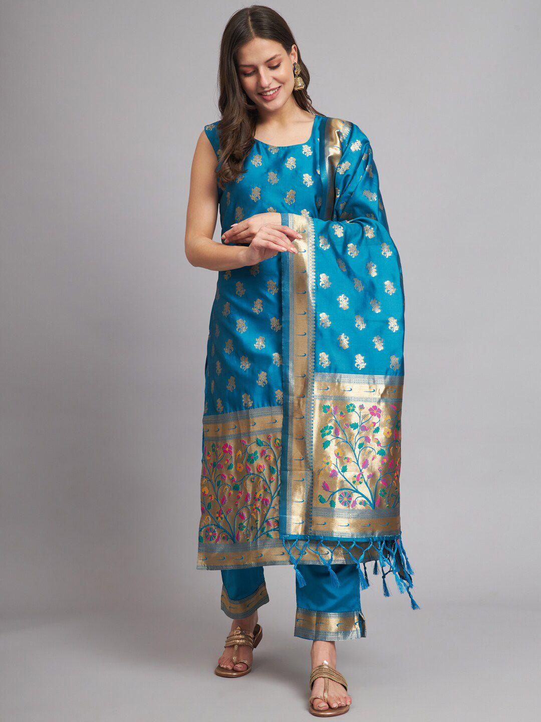 kalini floral woven designed regular kurta with trousers & dupatta