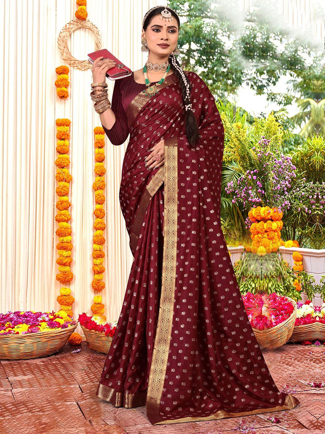 kalini floral zari art silk fusion sungudi saree