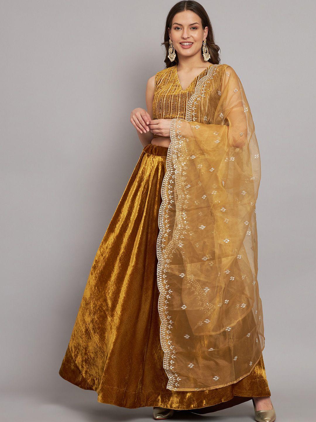 kalini gold-toned & silver-toned embellished sequinned ready to wear lehenga & blouse with dupatta