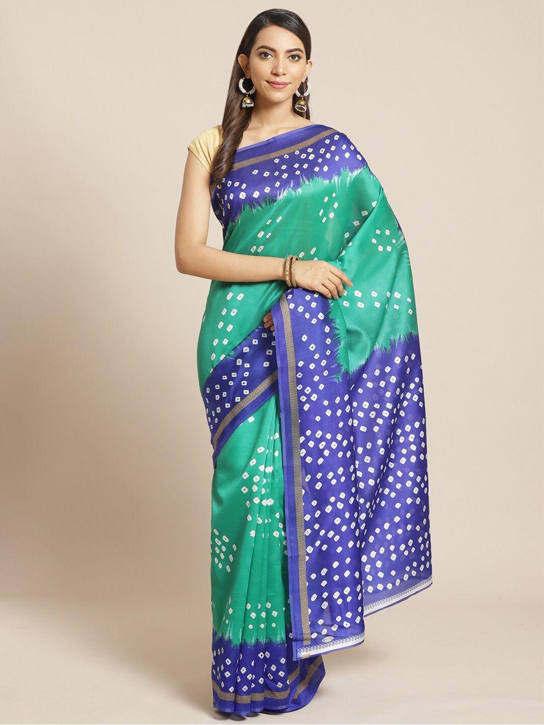 kalini green & blue bandhani art silk mysore silk saree