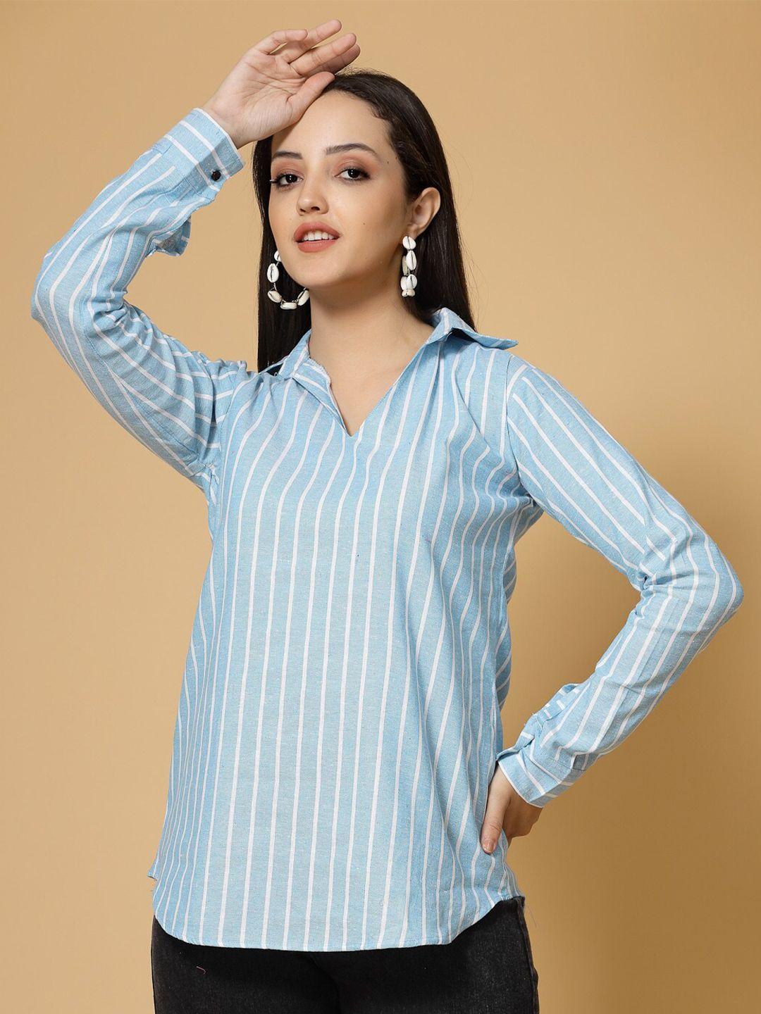 kalini green striped bell sleeve cotton top