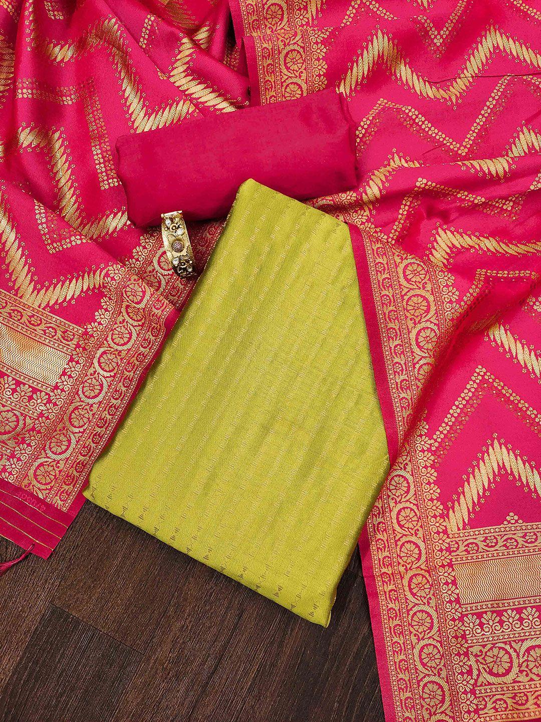 kalini lime green & pink unstitched dress material