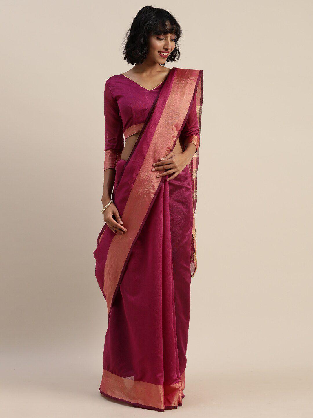 kalini magenta & gold-toned zari art silk saree