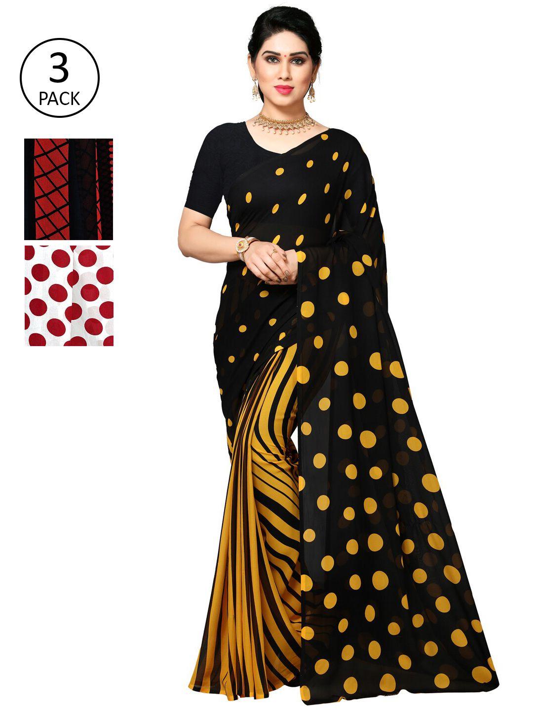 kalini pack of 3 printed poly georgette sarees