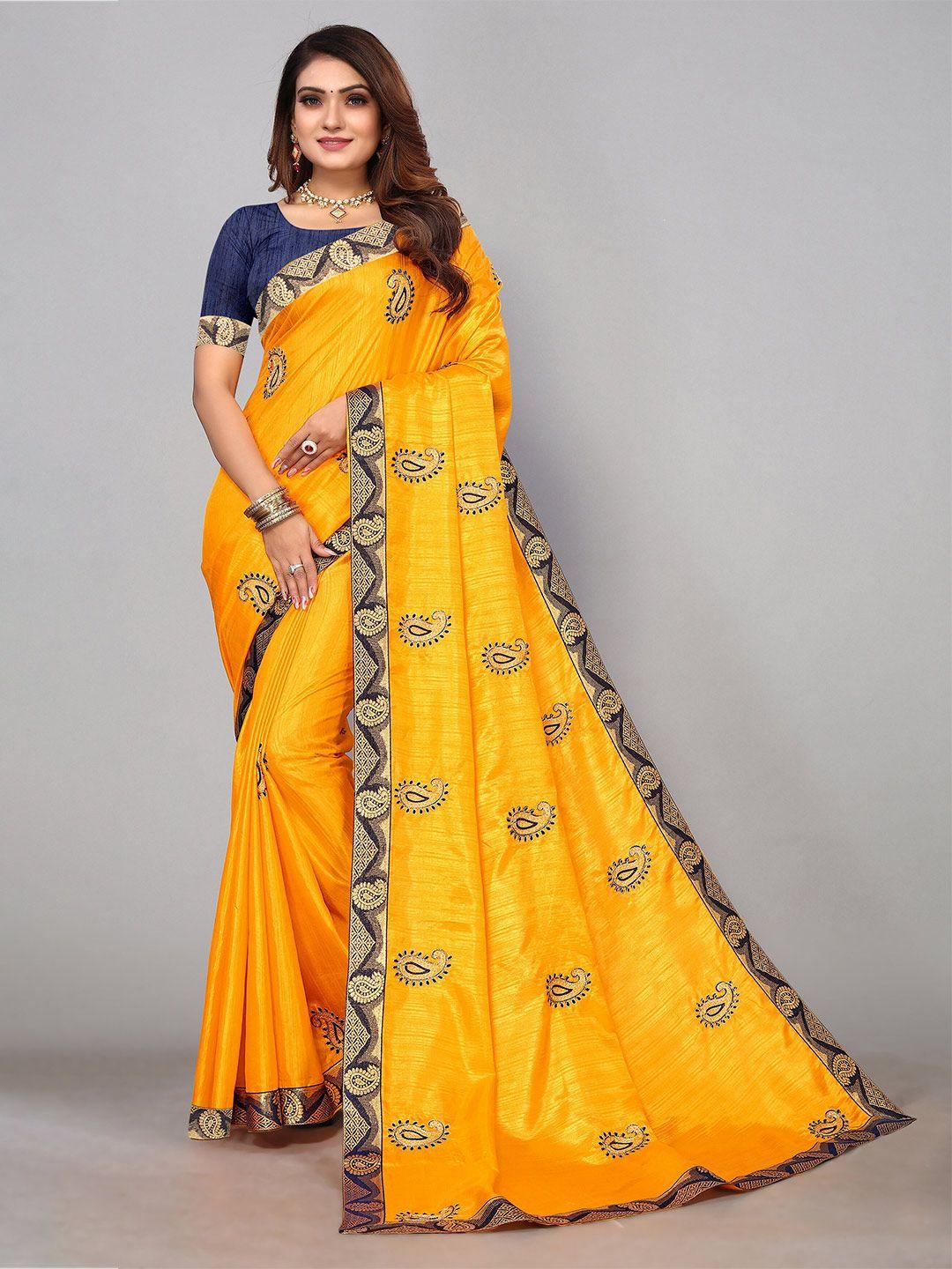 kalini paisley embroidered pure silk saree