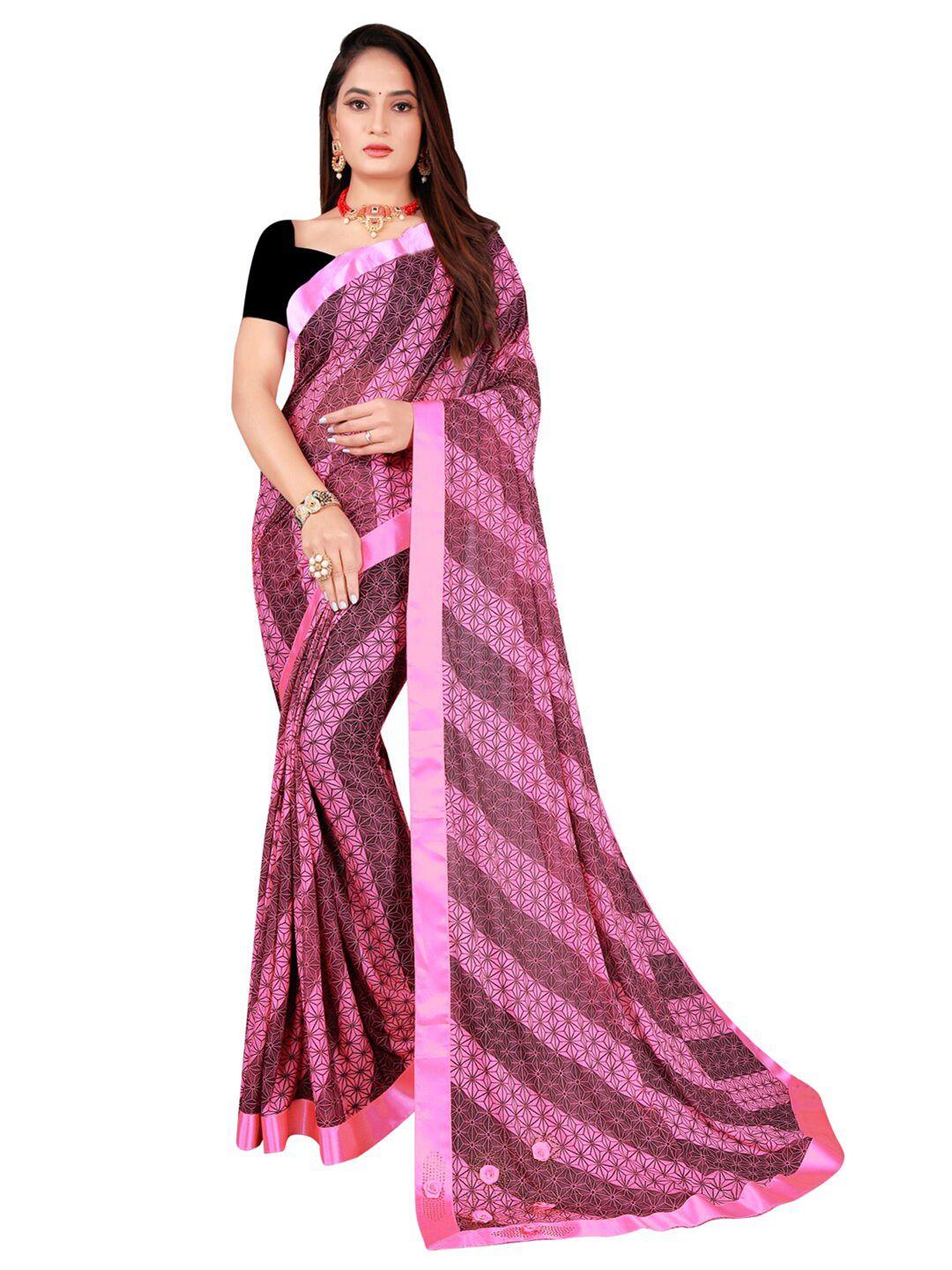 kalini pink & black art silk saree