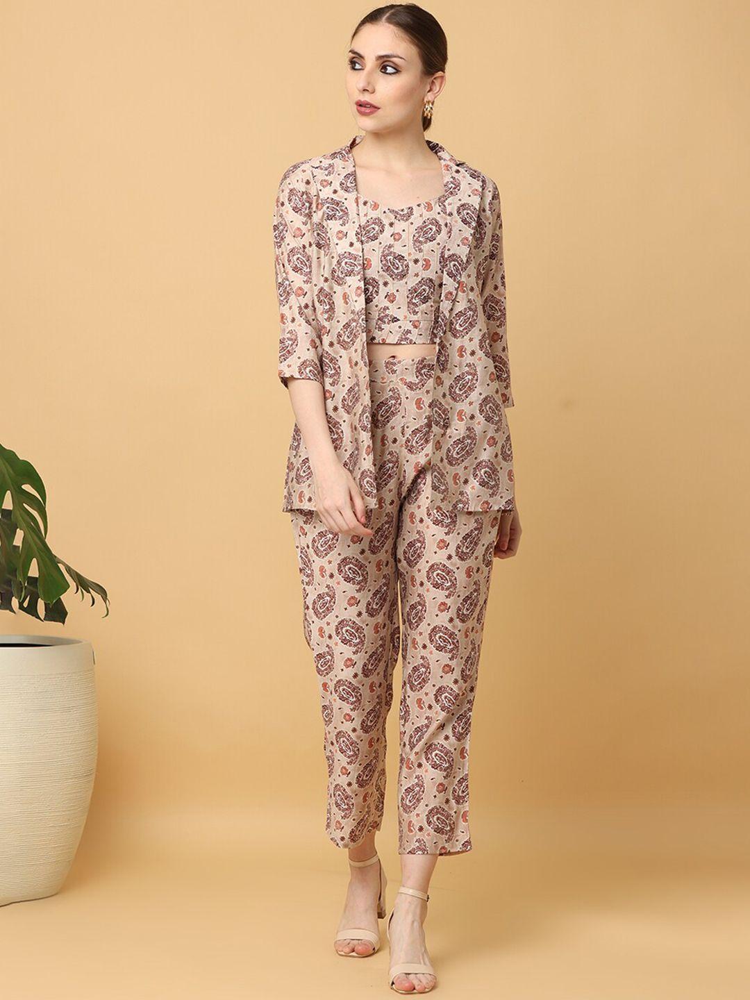 kalini printed top & trousers co-ords with jacket