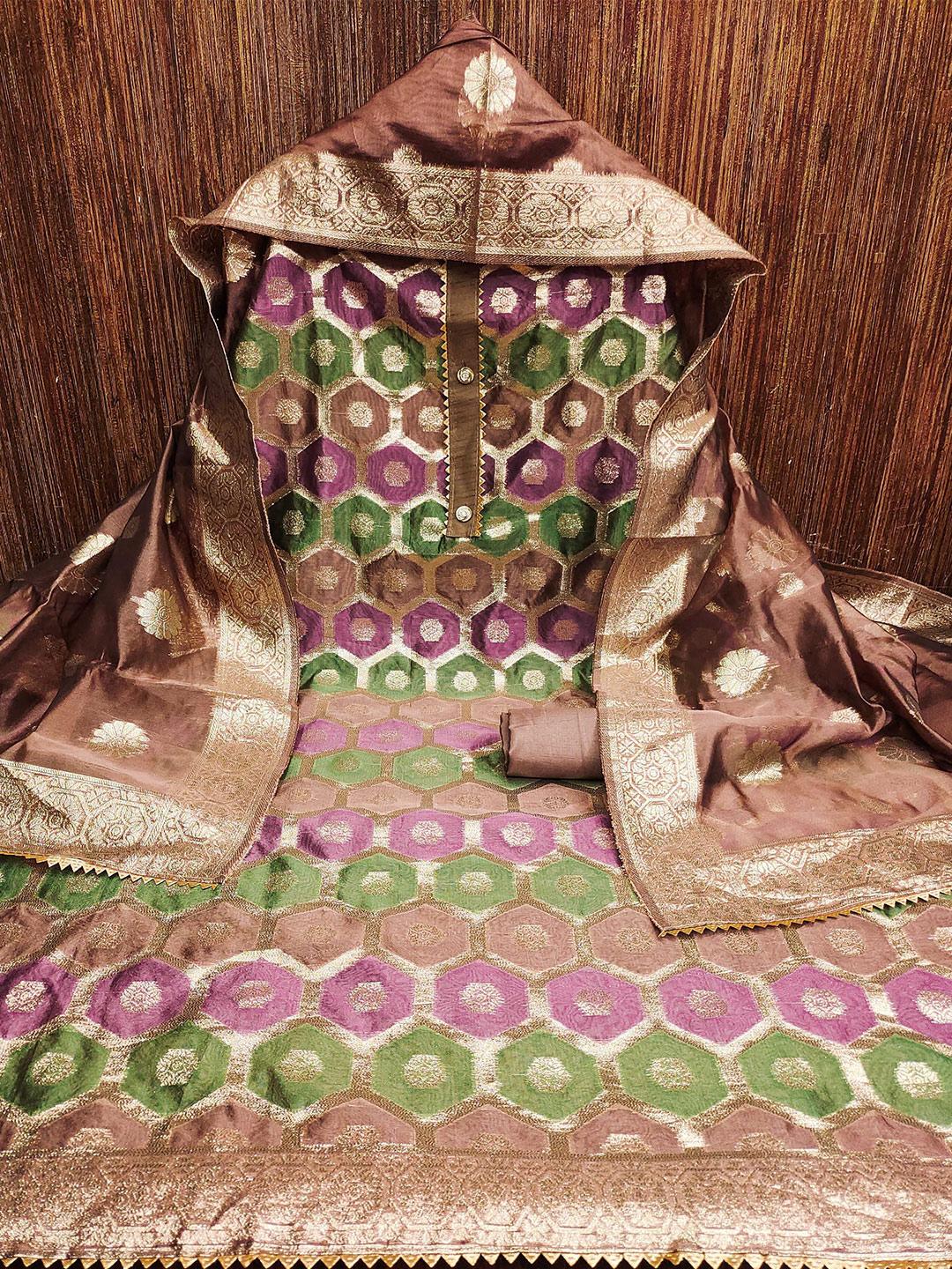 kalini purple & purple organza unstitched dress material
