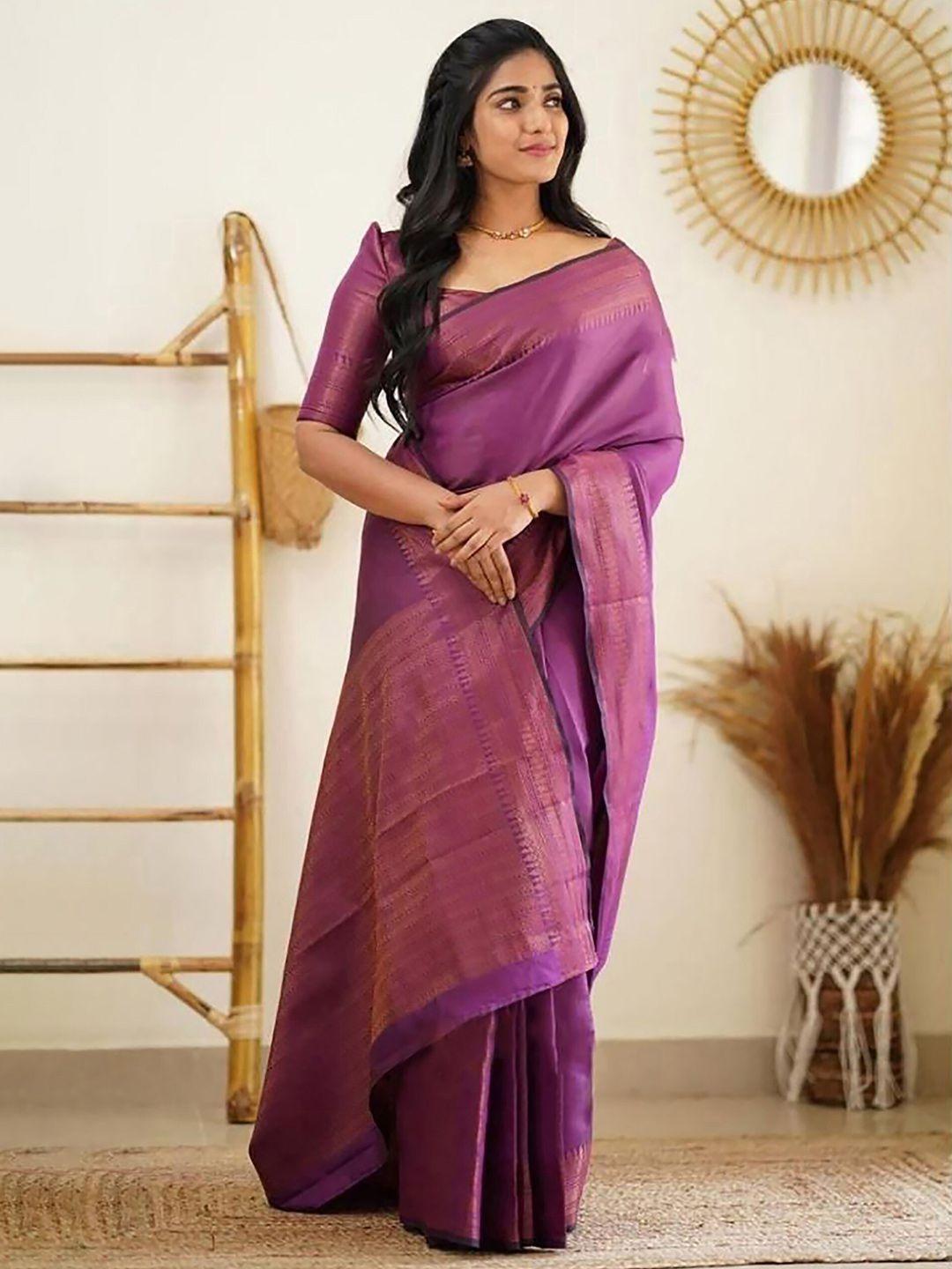 kalini purple silk blend designer banarasi saree