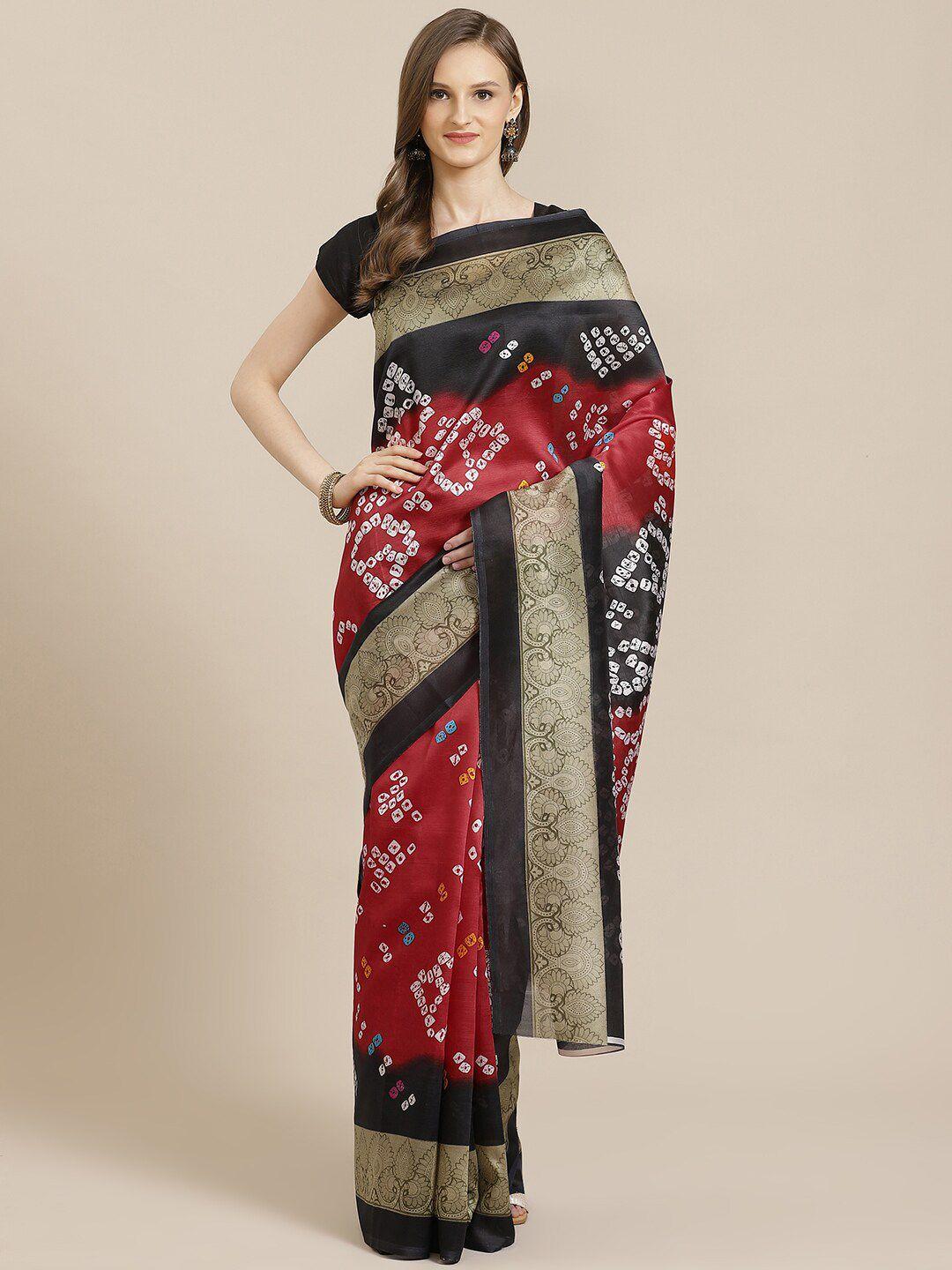 kalini red & black bandhani mysore silk saree